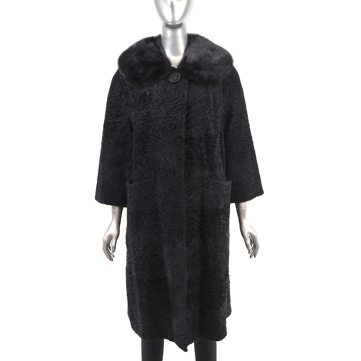 Lamb Coat with Mink Collar- Size L