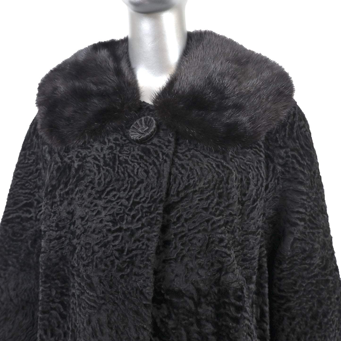 Lamb Coat with Mink Collar- Size L