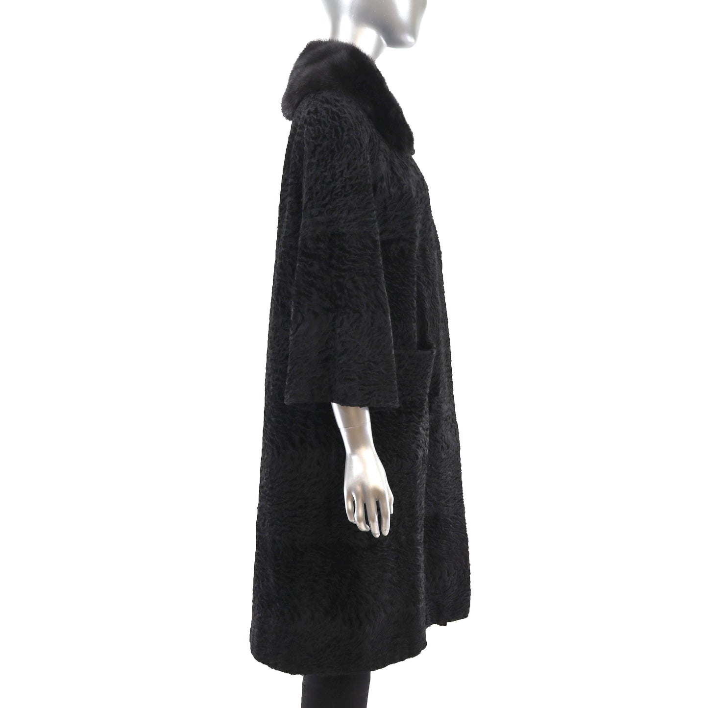 Lamb Coat with Mink Collar- Size L