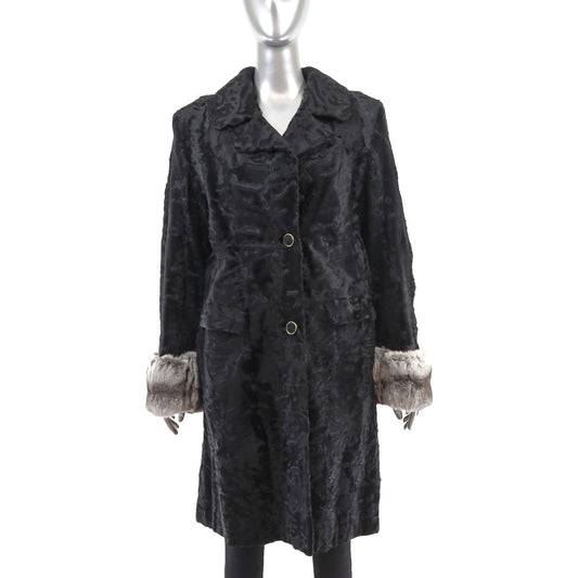 Broadtail Coat with Chinchilla Trim- Size M