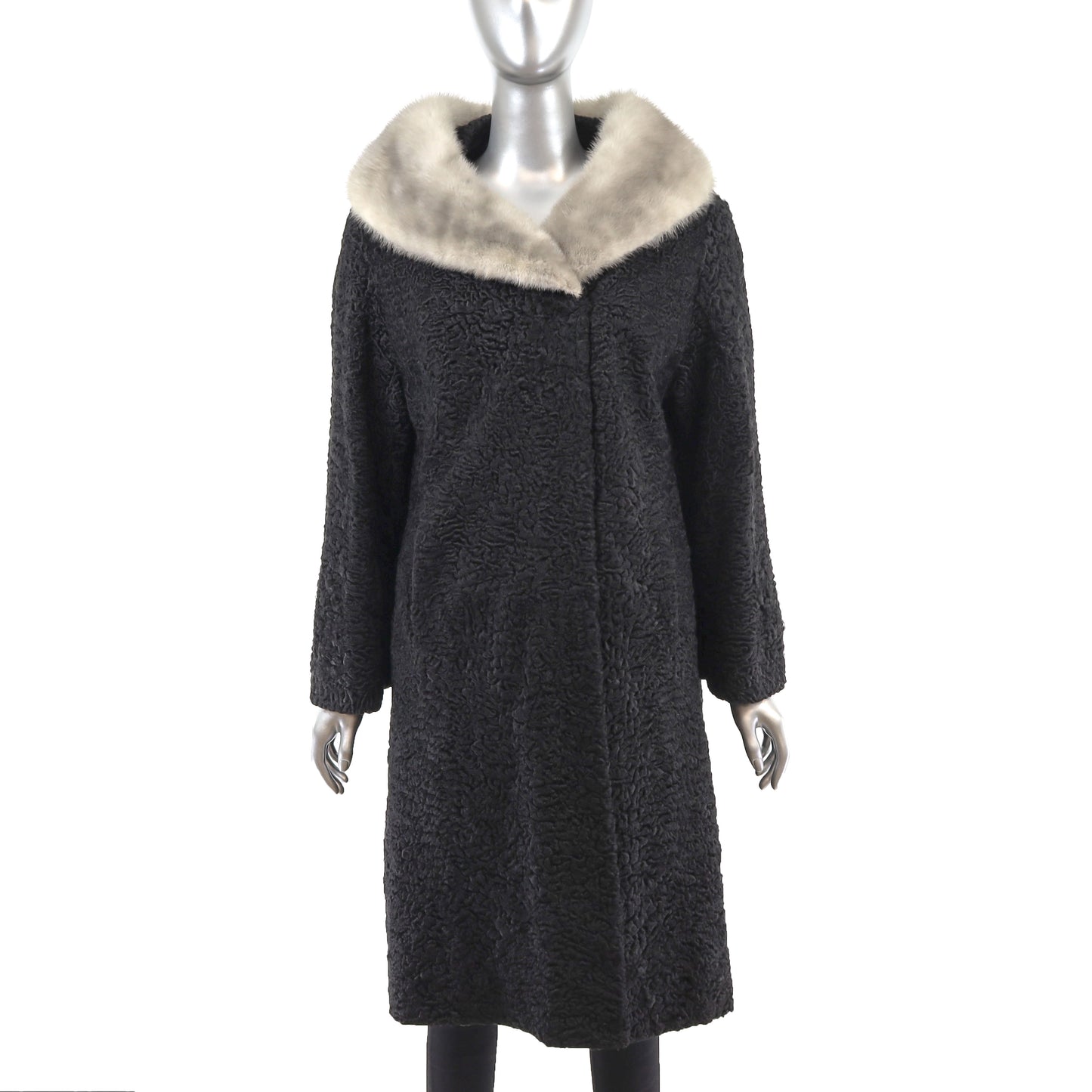 Lamb Coat with Mink Collar- Size XL