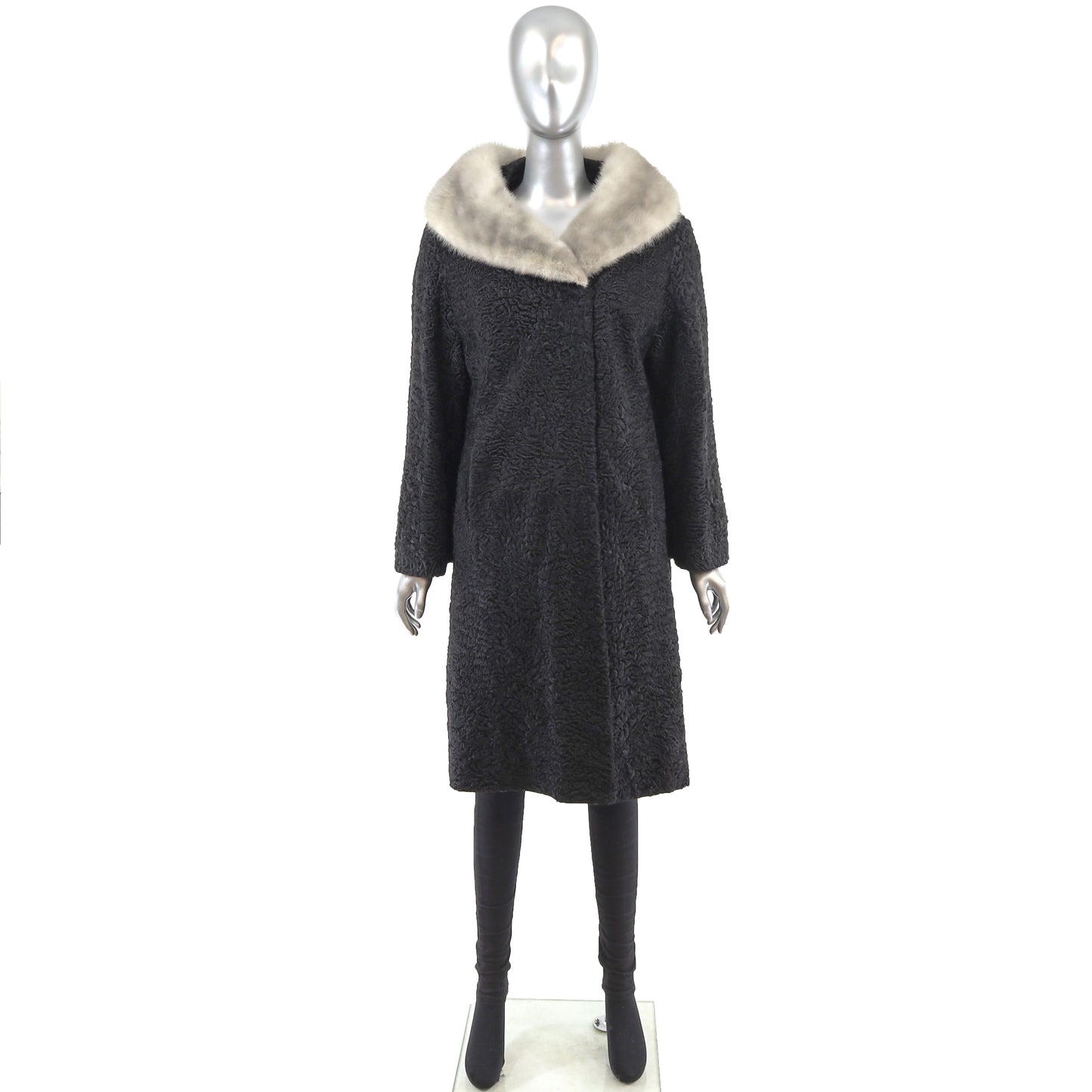 Lamb Coat with Mink Collar- Size XL