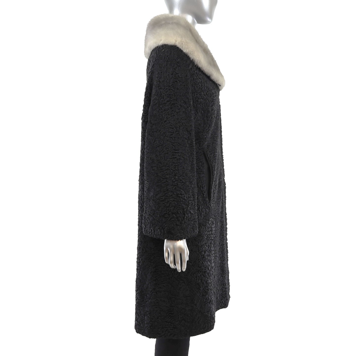 Lamb Coat with Mink Collar- Size XL