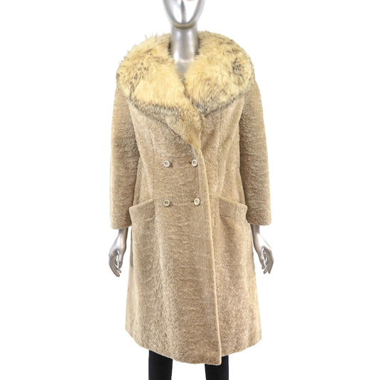 Lamb Coat with Fox Collar- Size S