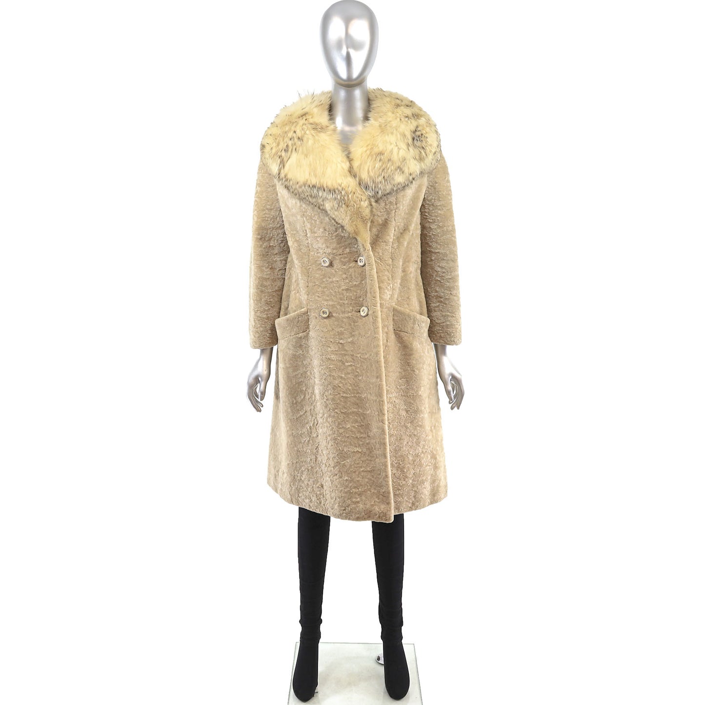 Lamb Coat with Fox Collar- Size S