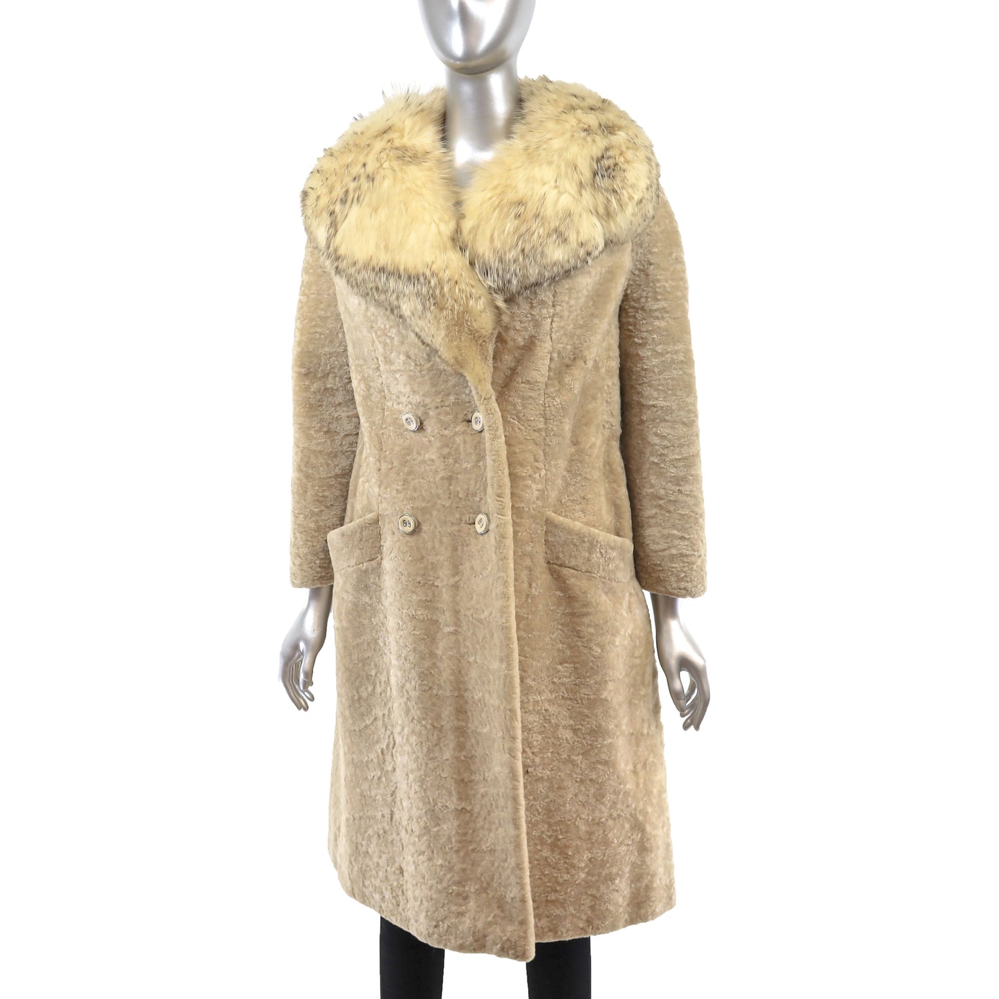 Lamb Coat with Fox Collar- Size S