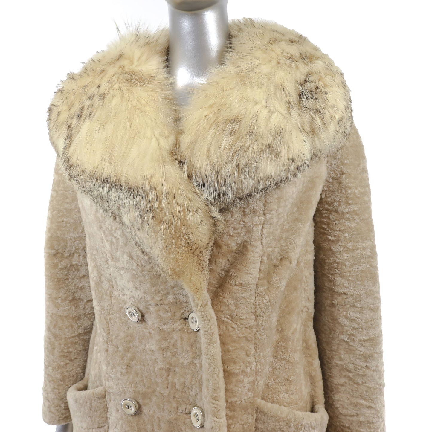 Lamb Coat with Fox Collar- Size S