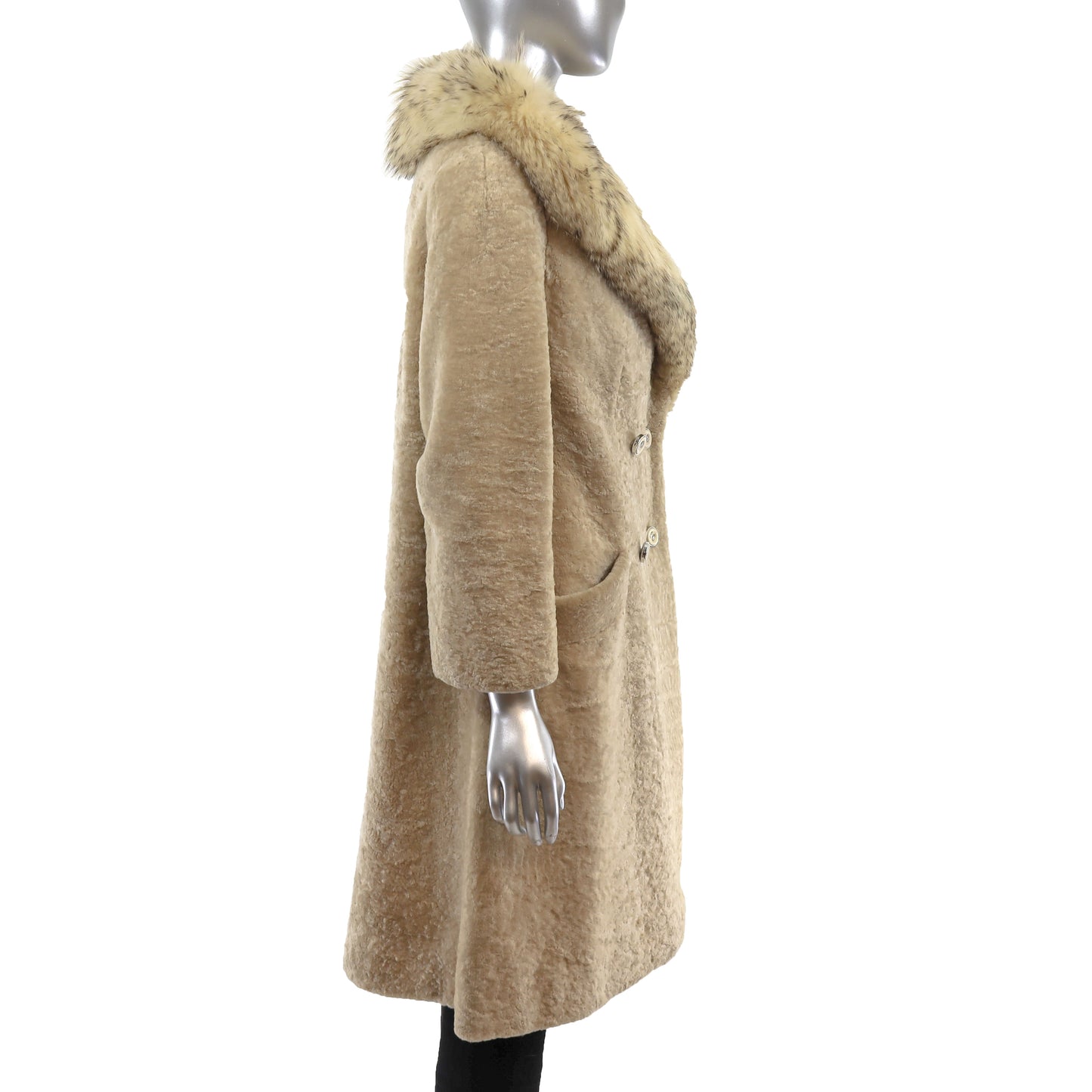 Lamb Coat with Fox Collar- Size S