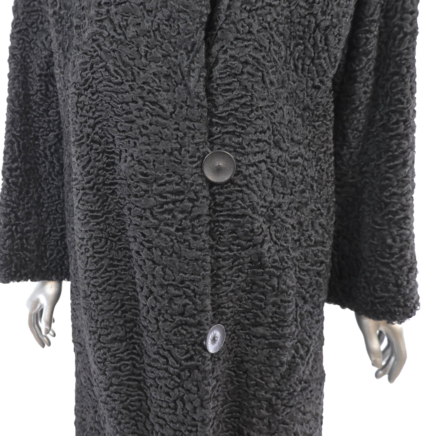 Black Persian Lamb 7/8 Coat with Mink Collar- Size XL