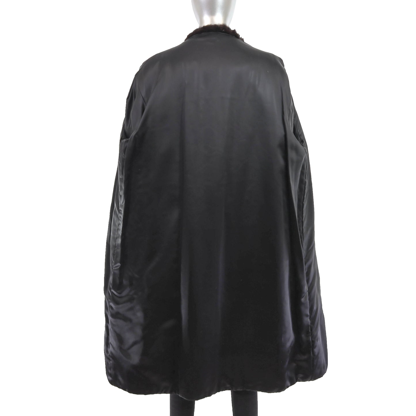 Black Persian Lamb Coat with Mink Trim- Size XL