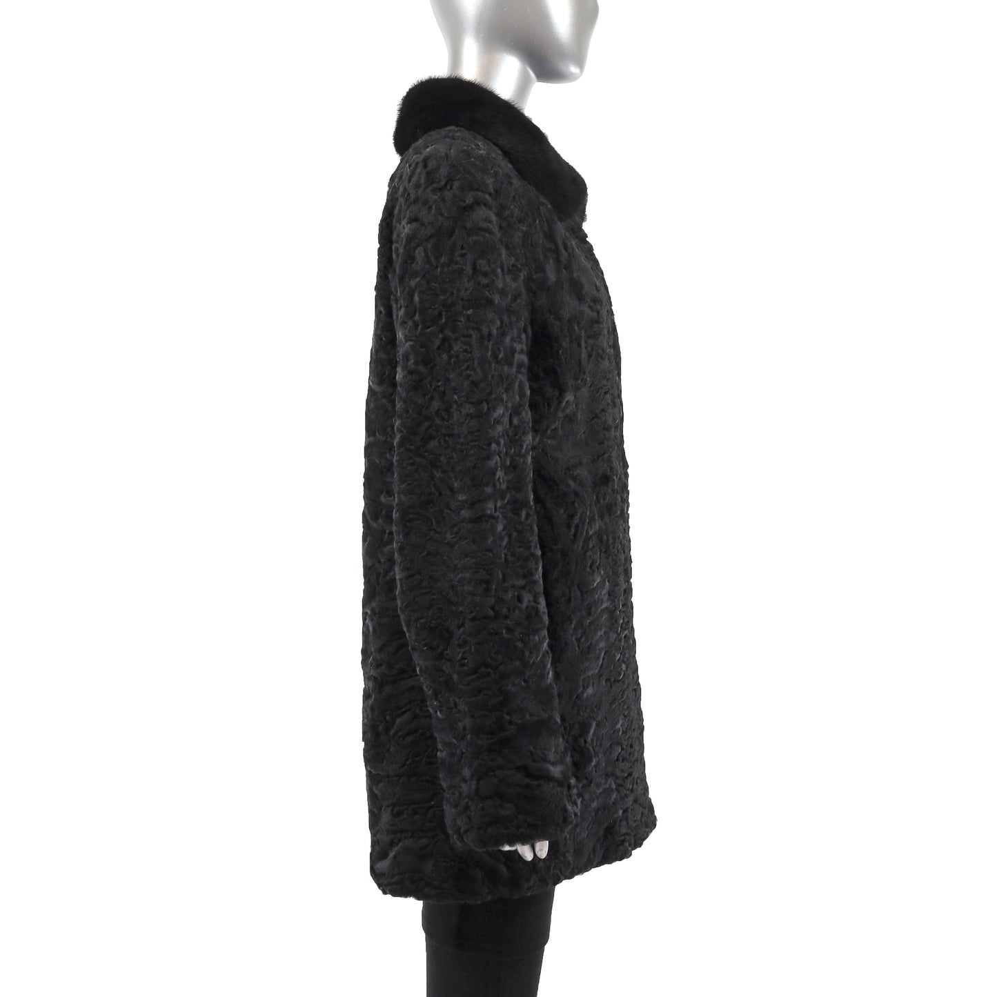 Persian Lamb Coat with Mink Collar- Size M