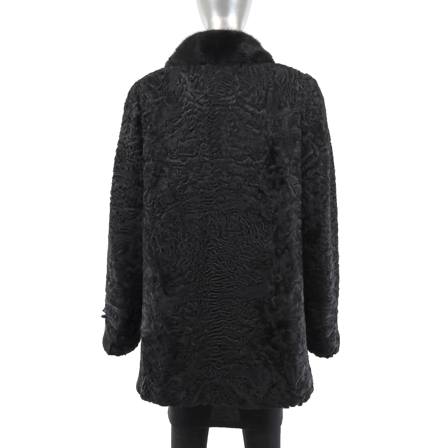 Persian Lamb Coat with Mink Collar- Size M