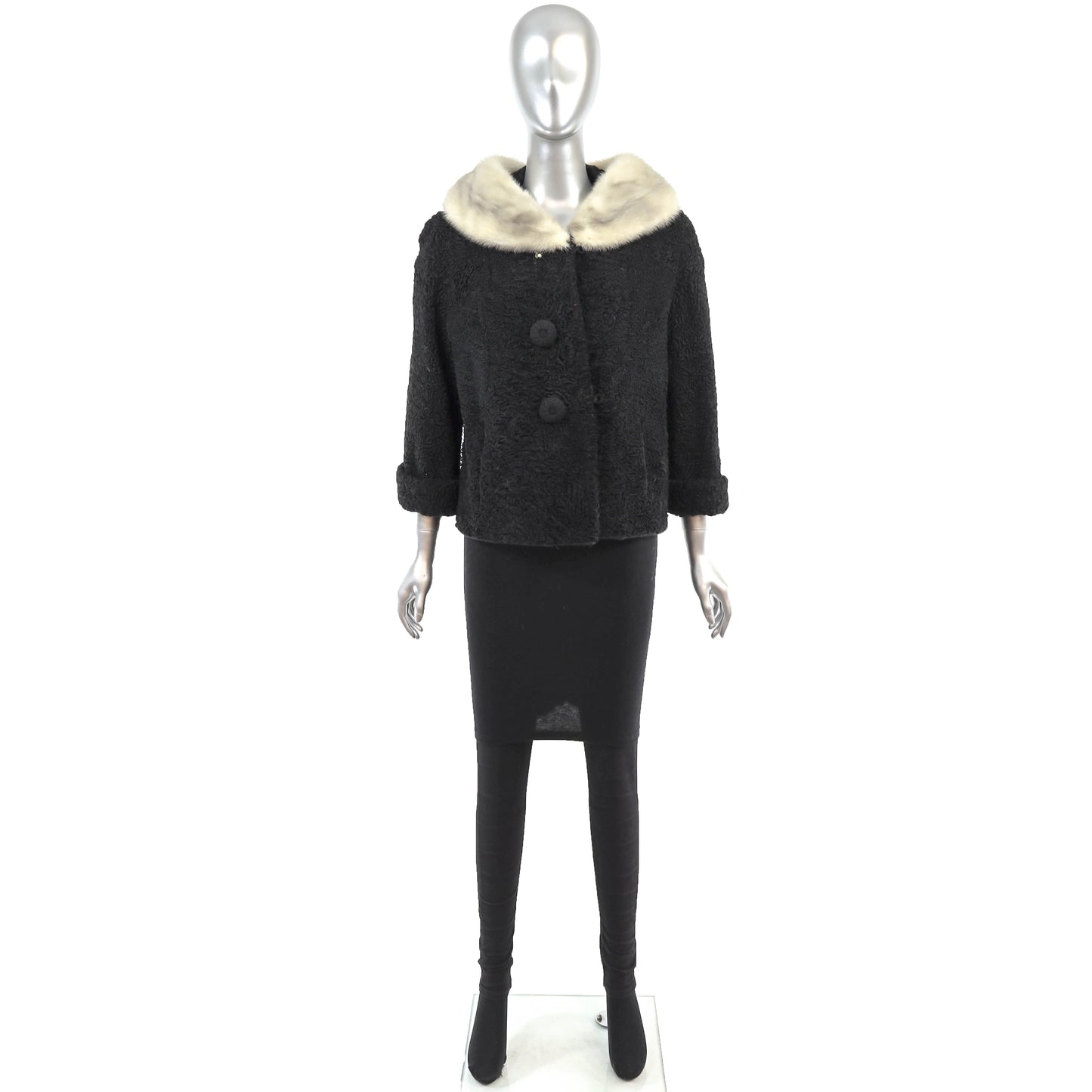 Lamb Jacket with Mink Collar- Size M