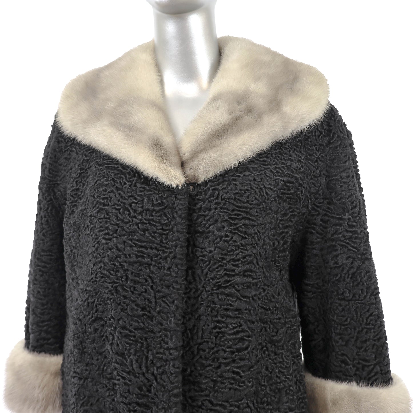 Persian Lamb Jacket with Sapphire Mink Trim- Size M