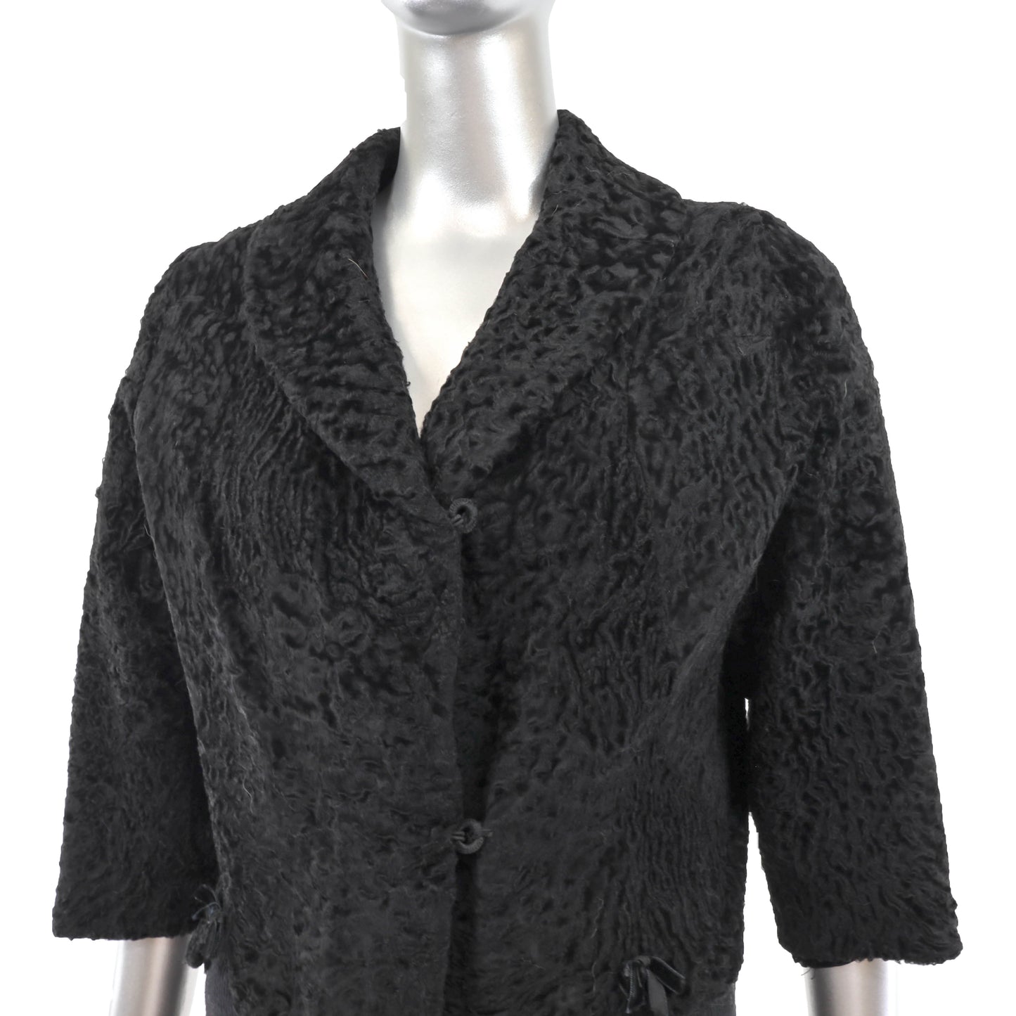 Black Swakara Lamb Bolero Jacket- Size S