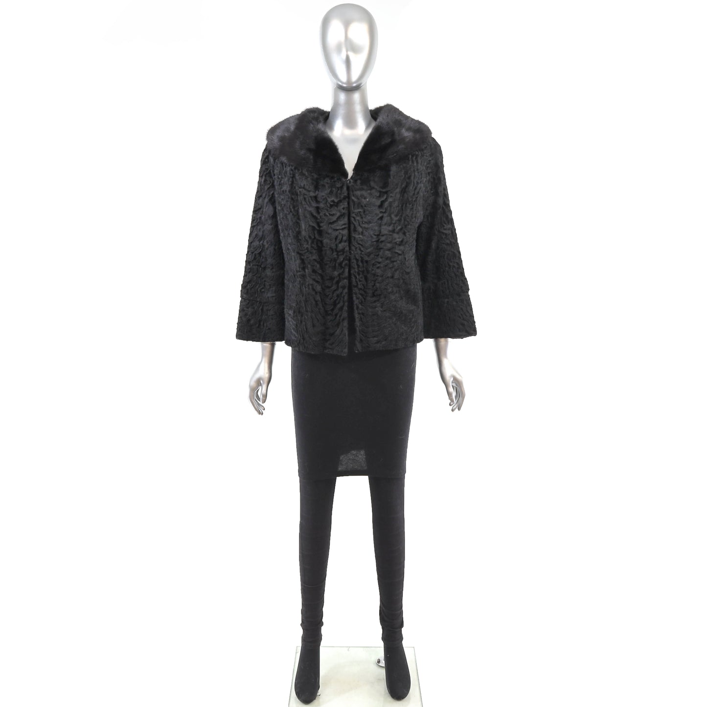 Lamb Jacket with Mink Collar- Size S