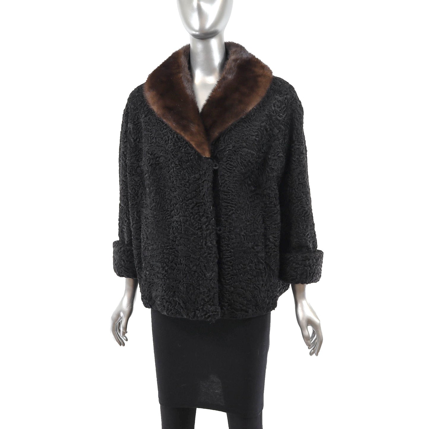 Persian Lamb Jacket Mink Collar- Size XL