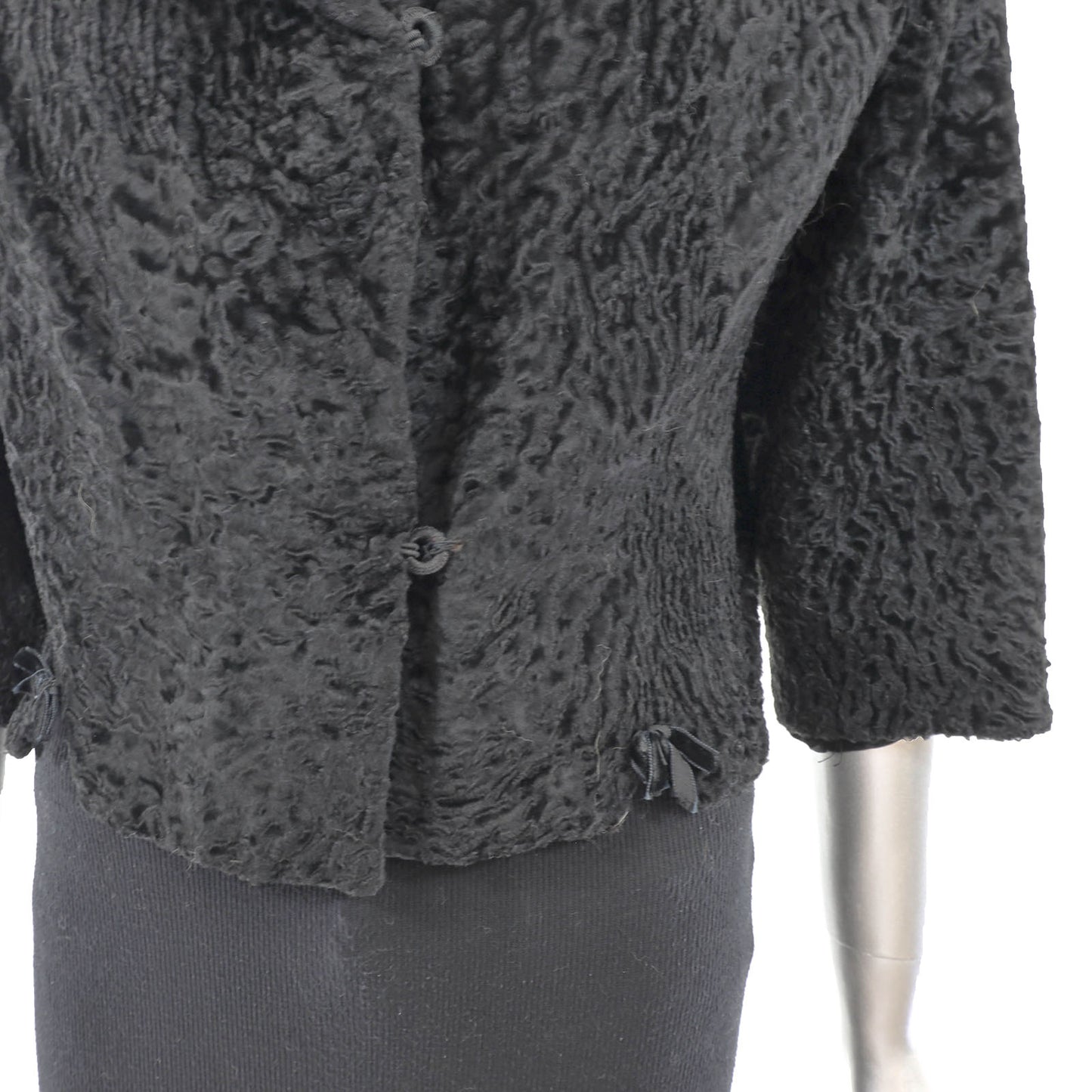 Black Swakara Lamb Bolero Jacket- Size S