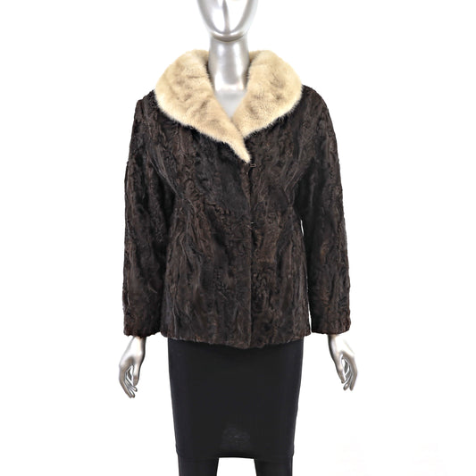 Lamb Jacket with Mink Collar- Size S