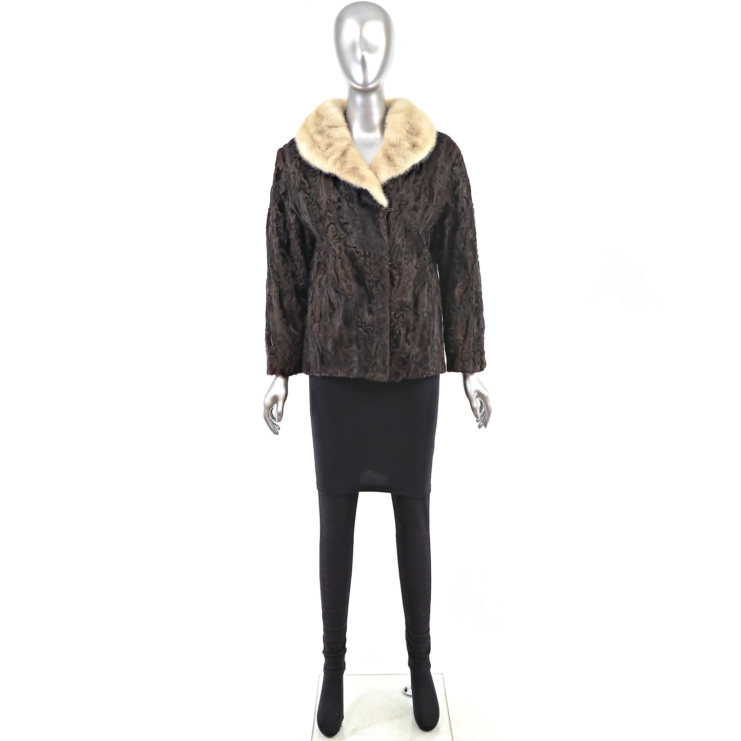 Lamb Jacket with Mink Collar- Size S