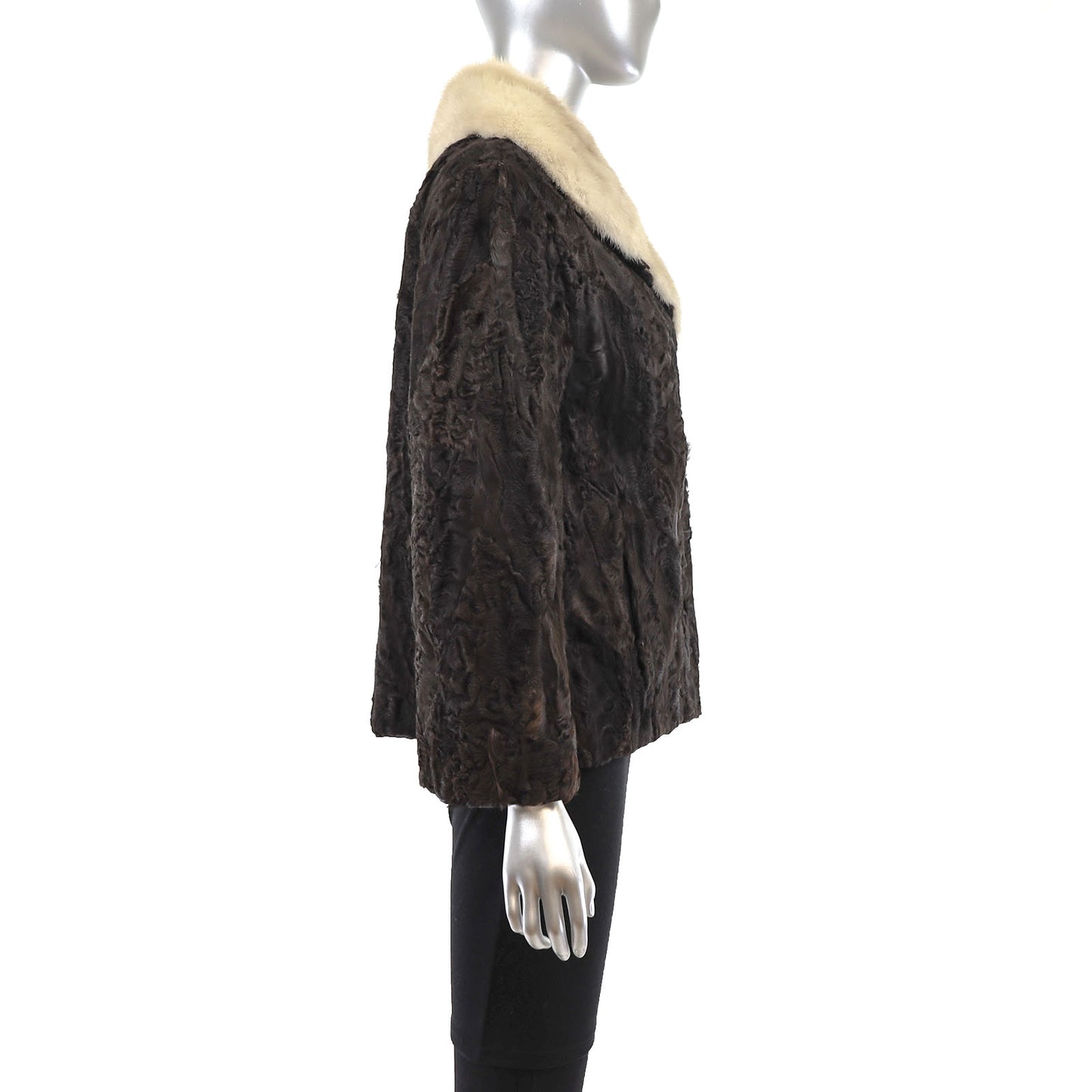 Lamb Jacket with Mink Collar- Size S