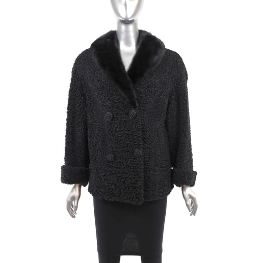 Persian Lamb Jacket with Mink Collar- Size M