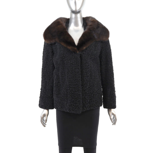 Persian Lamb Jacket with Mink Collar- Size M