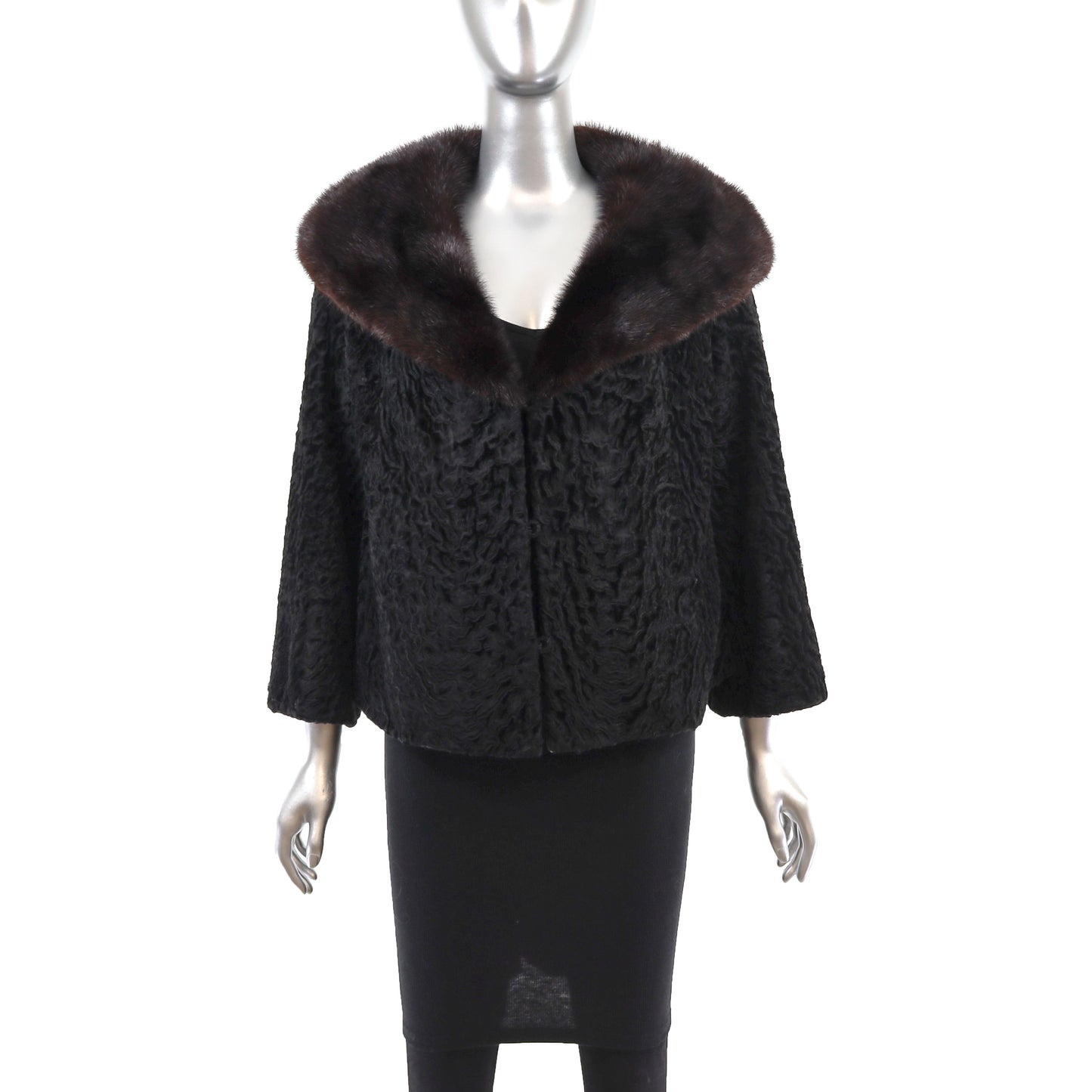 Persian Lamb Jacket with Mink Collar- Size M