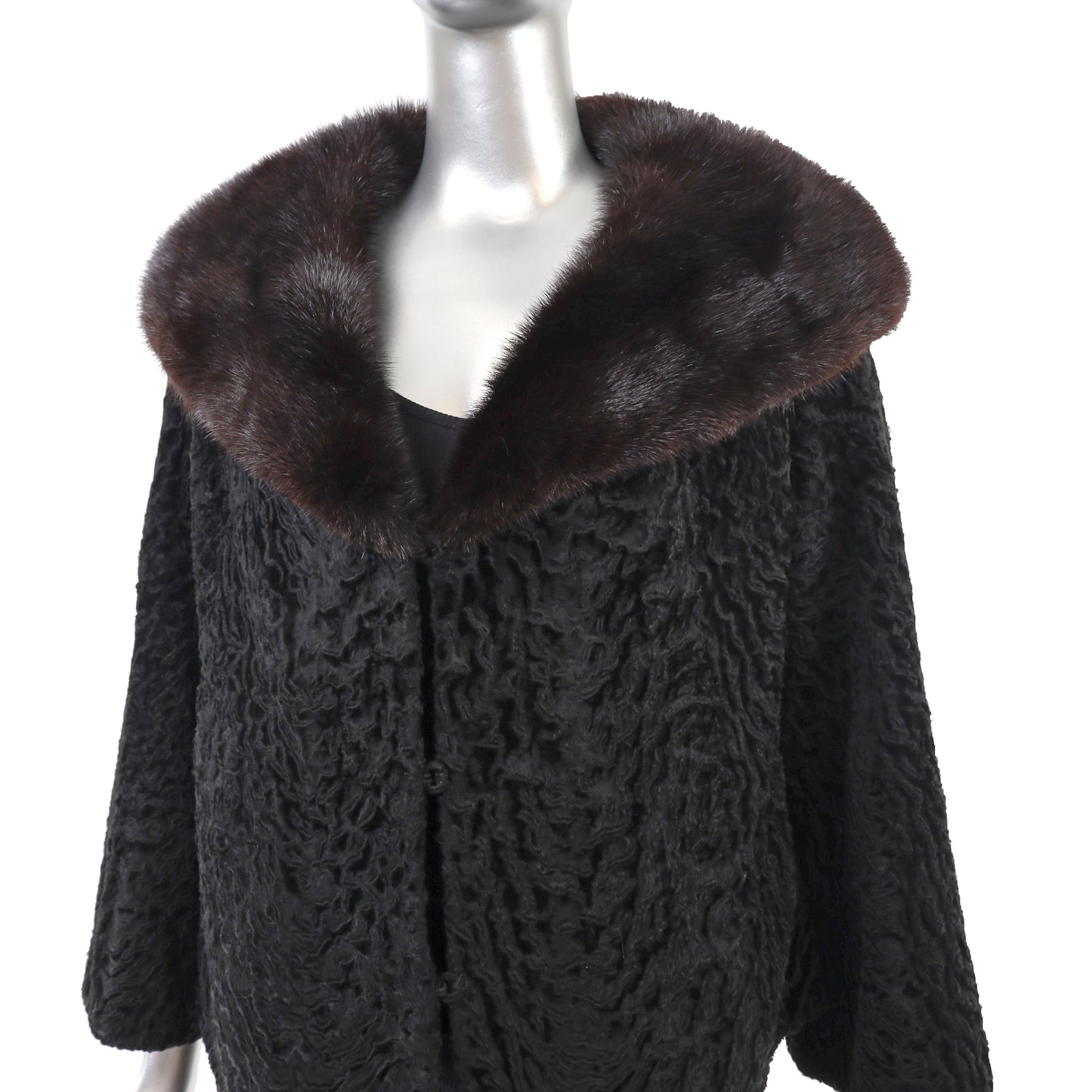 Persian Lamb Jacket with Mink Collar- Size M