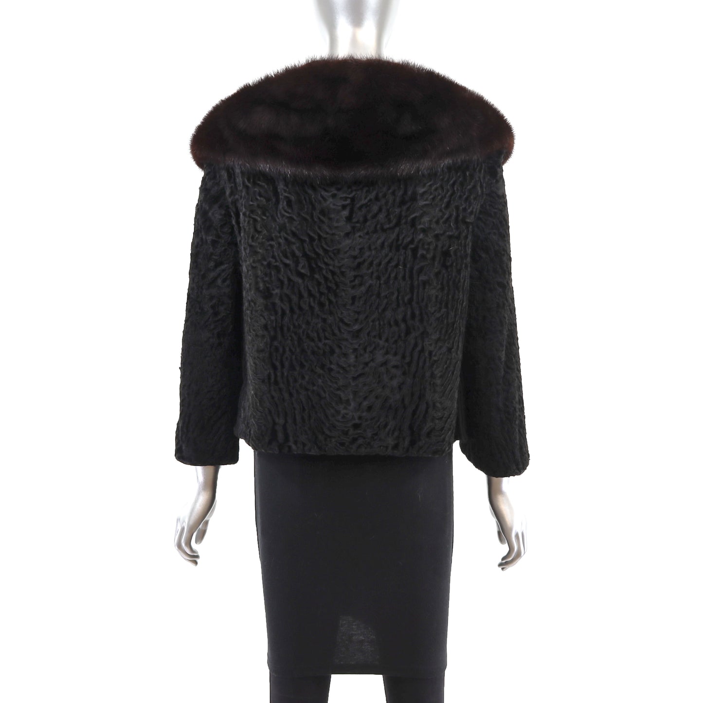 Persian Lamb Jacket with Mink Collar- Size M