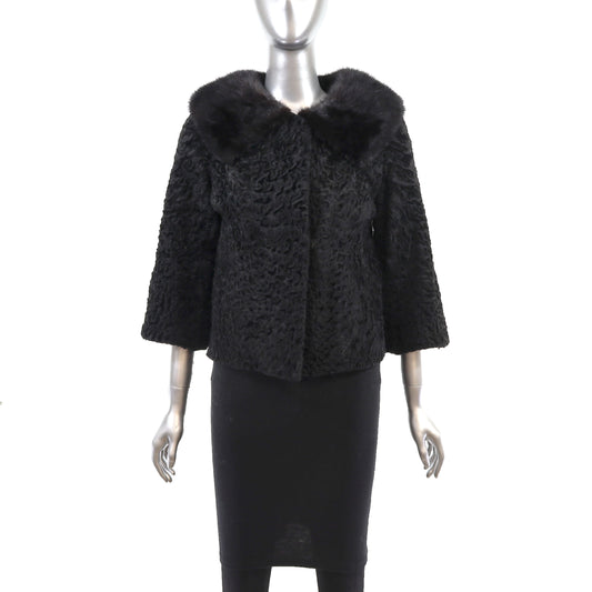 Persian Lamb Jacket with Mink Collar- Size S