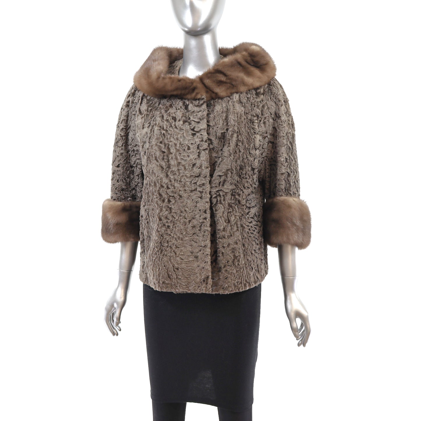 Broadtail Lamb Jacket with Mink Trim- Size L