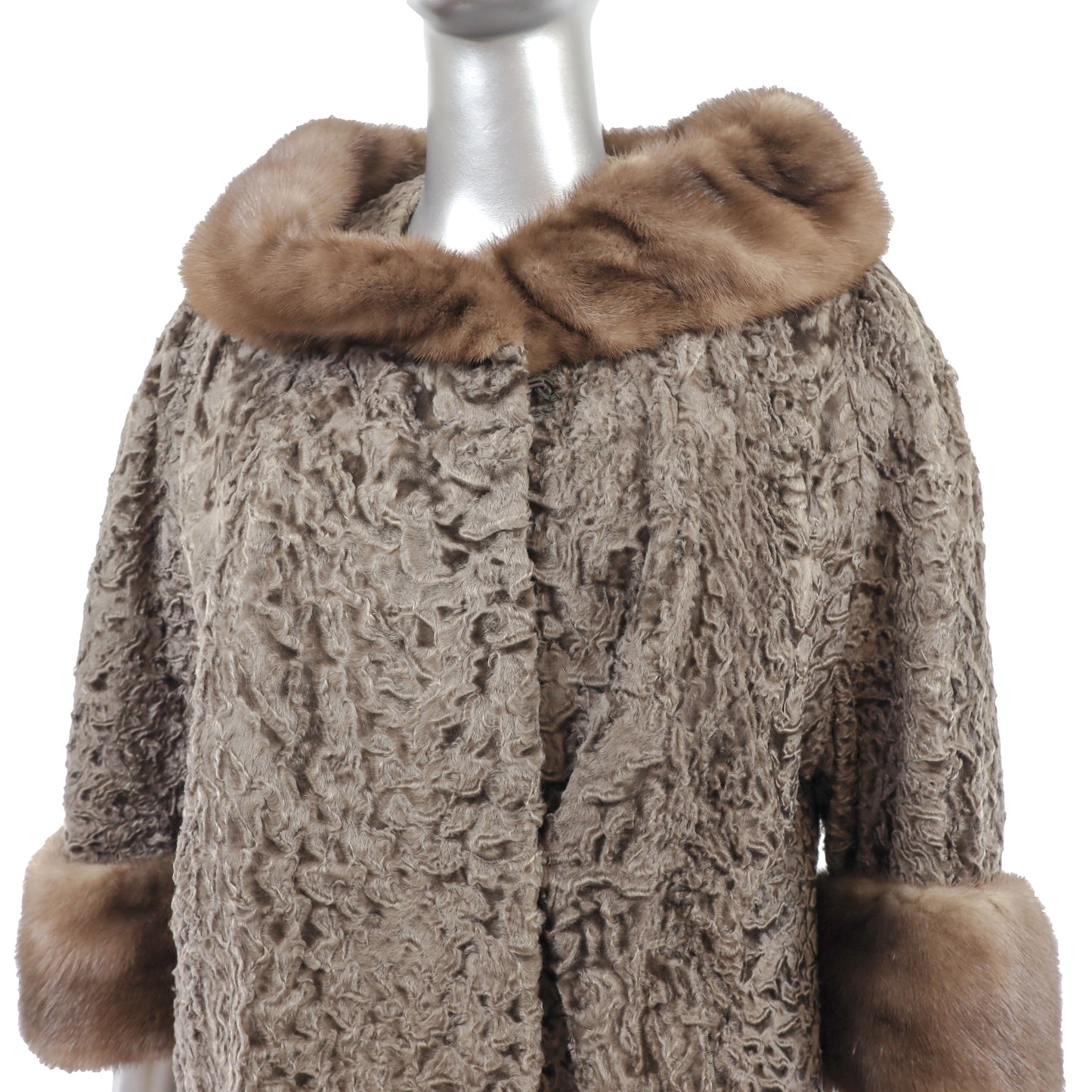 Broadtail Lamb Jacket with Mink Trim- Size L