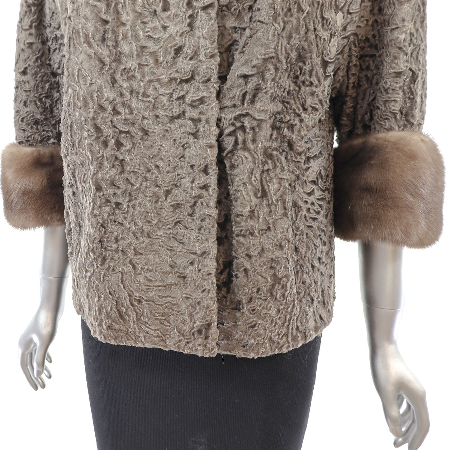 Broadtail Lamb Jacket with Mink Trim- Size L