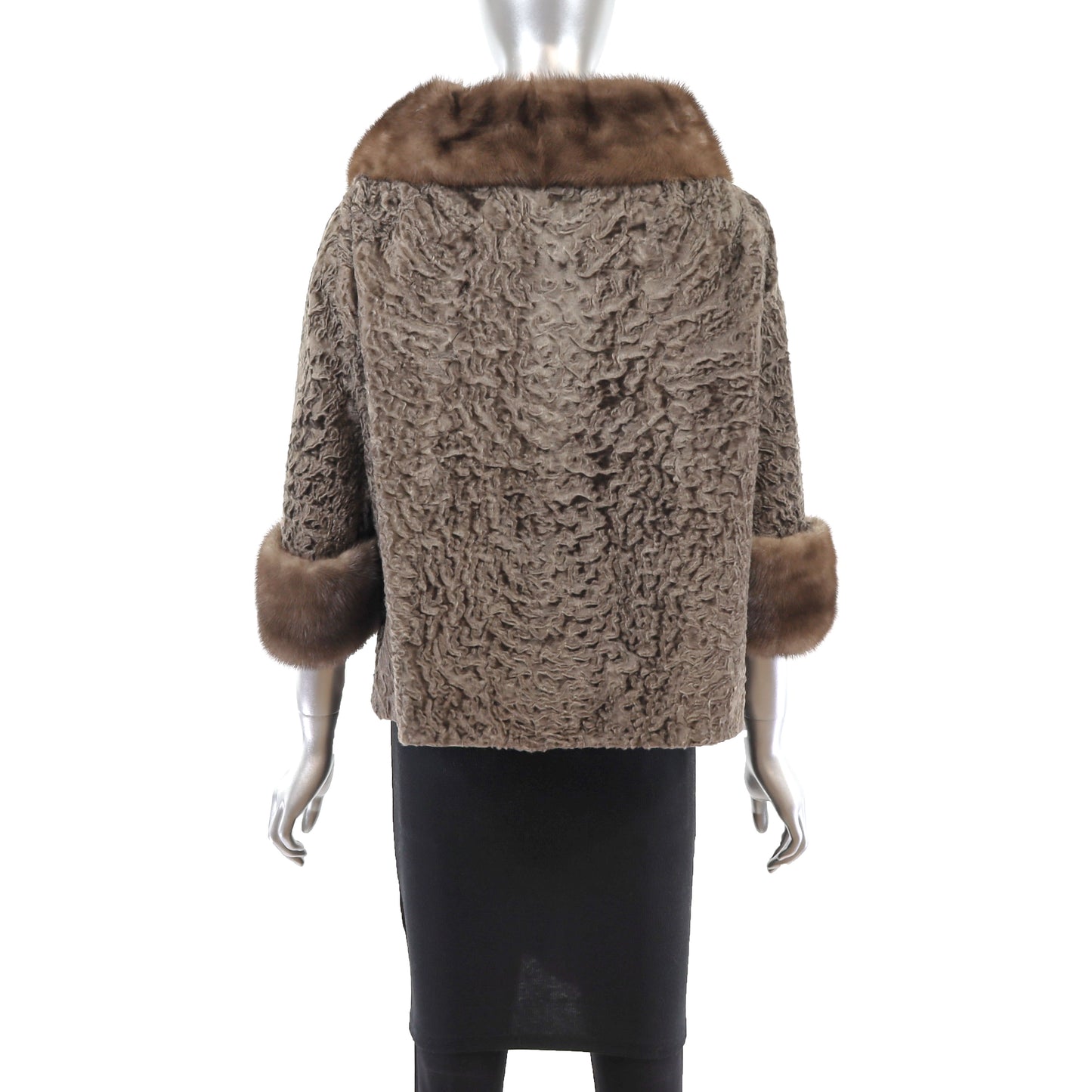 Broadtail Lamb Jacket with Mink Trim- Size L