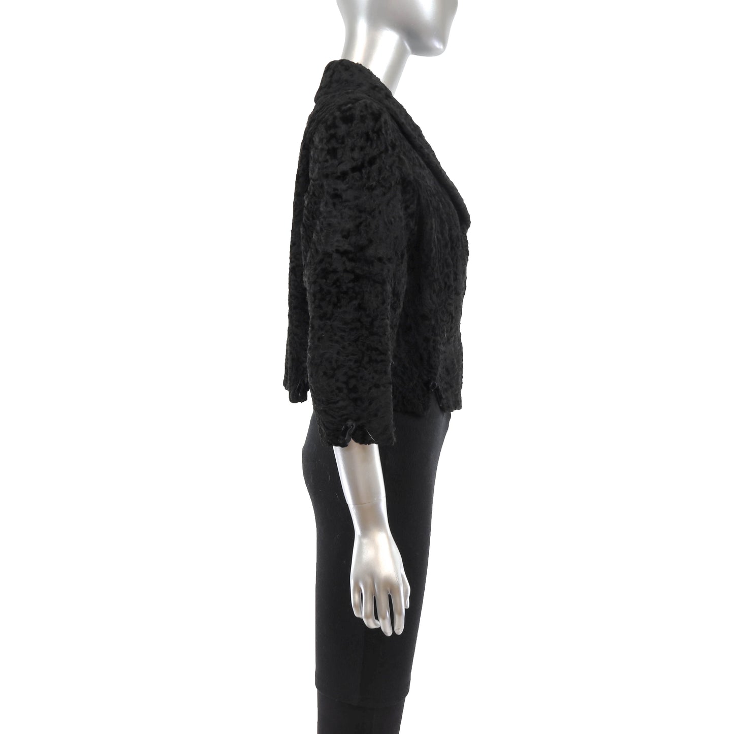 Black Swakara Lamb Bolero Jacket- Size S