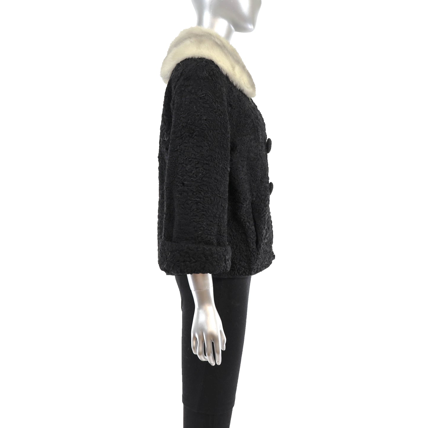 Lamb Jacket with Mink Collar- Size M