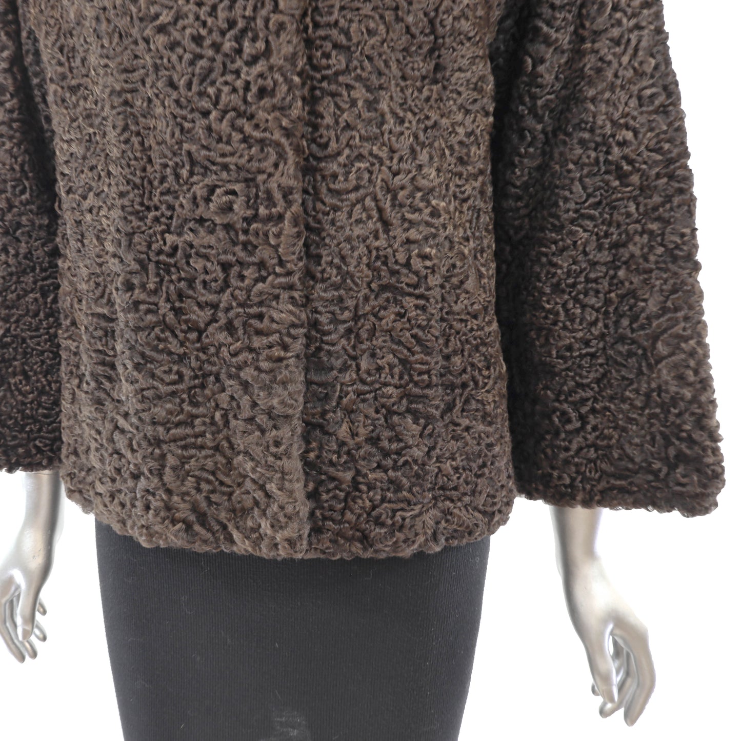 Brown Lamb Jacket with Mink Collar- Size M