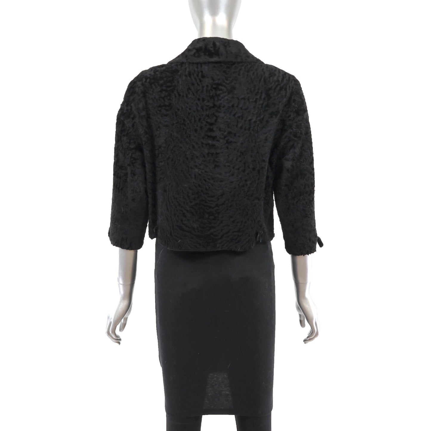 Black Swakara Lamb Bolero Jacket- Size S