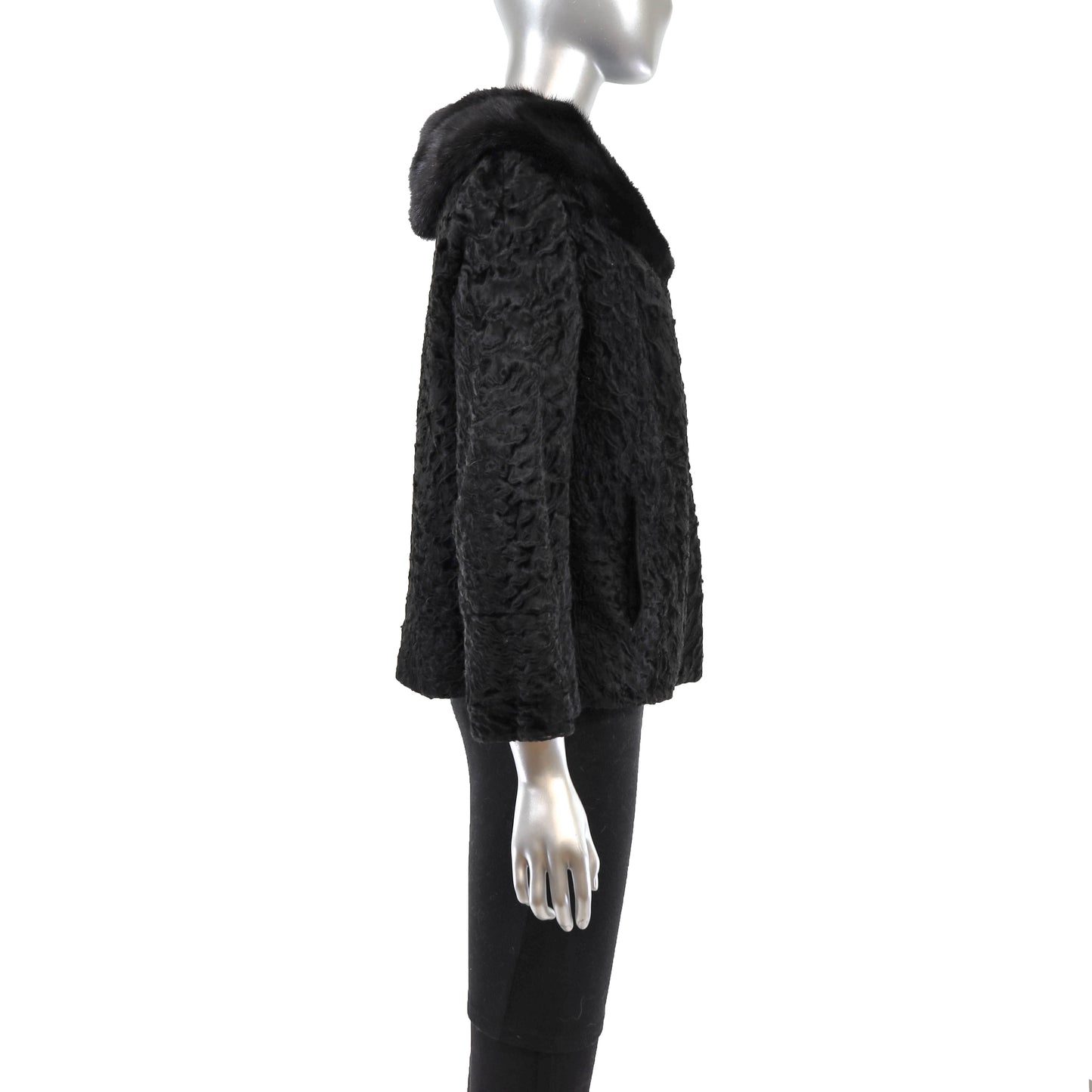 Lamb Jacket with Mink Collar- Size S