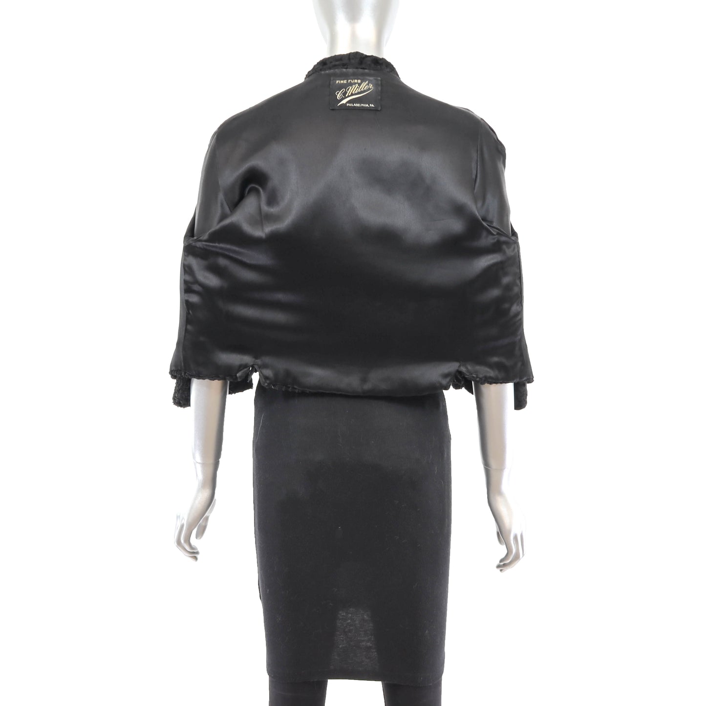 Black Swakara Lamb Bolero Jacket- Size S