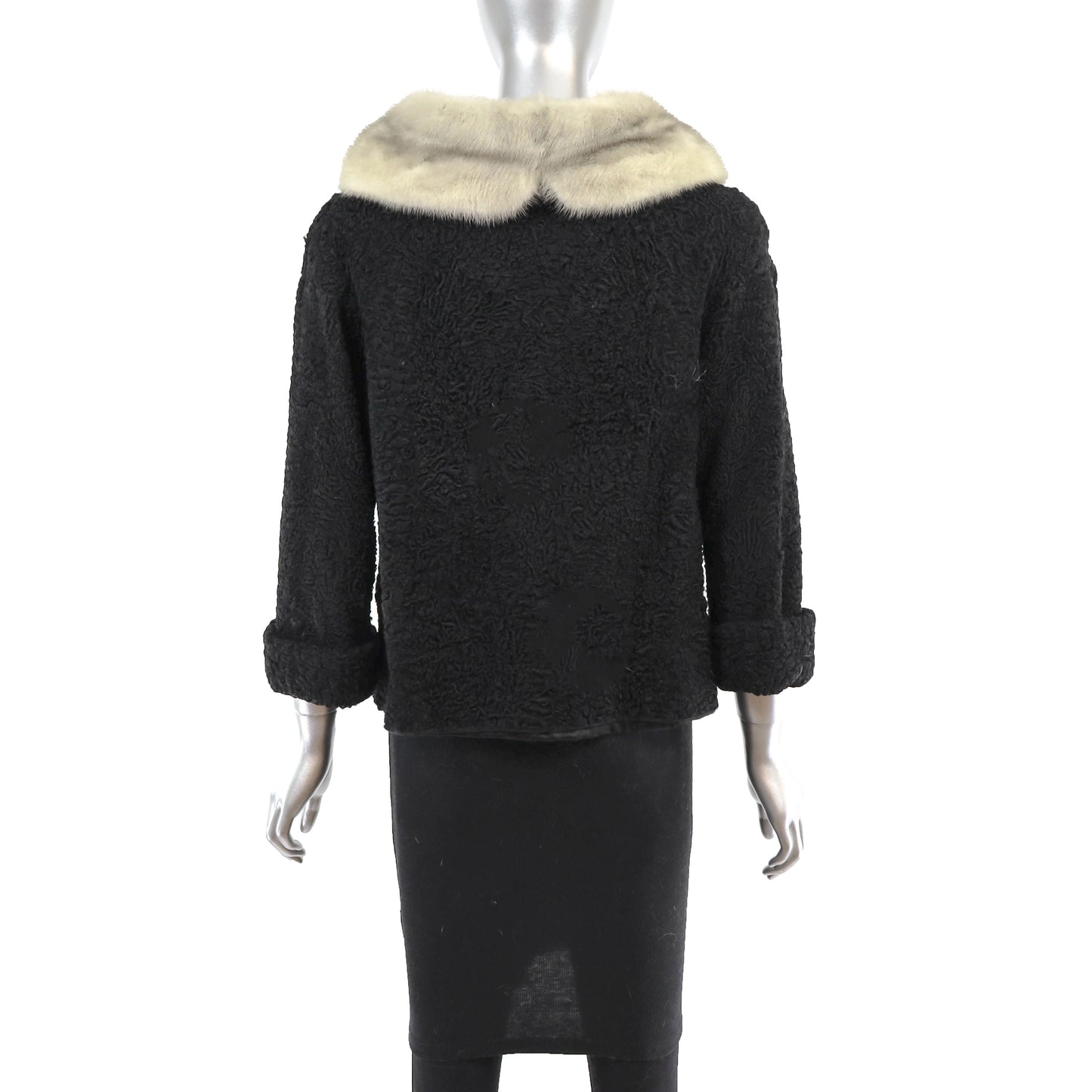 Lamb Jacket with Mink Collar- Size M