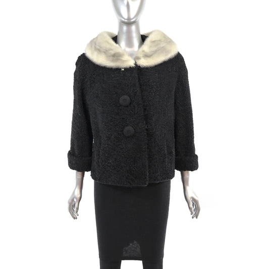 Lamb Jacket with Mink Collar- Size M