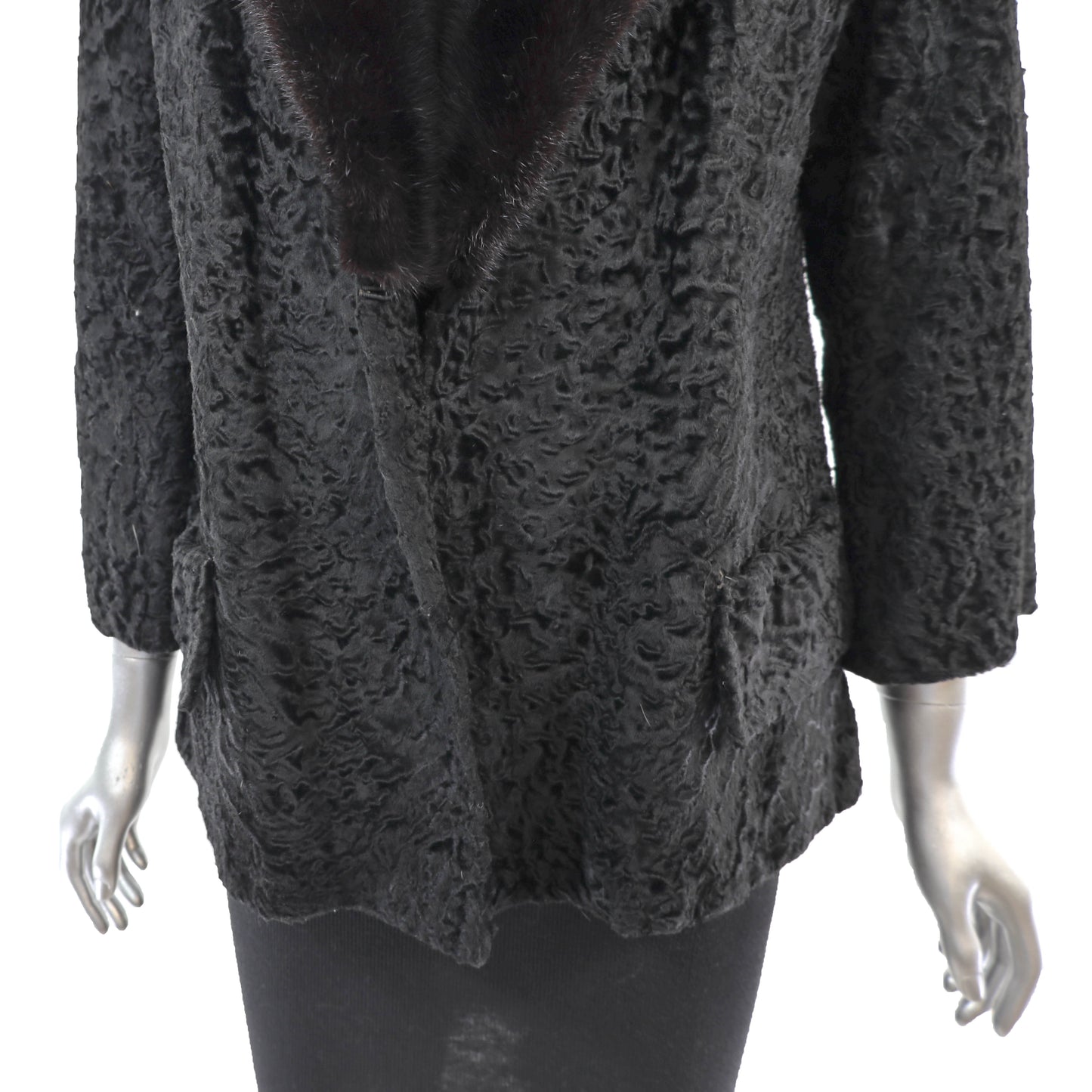 Lamb Jacket with Mink Collar- Size M