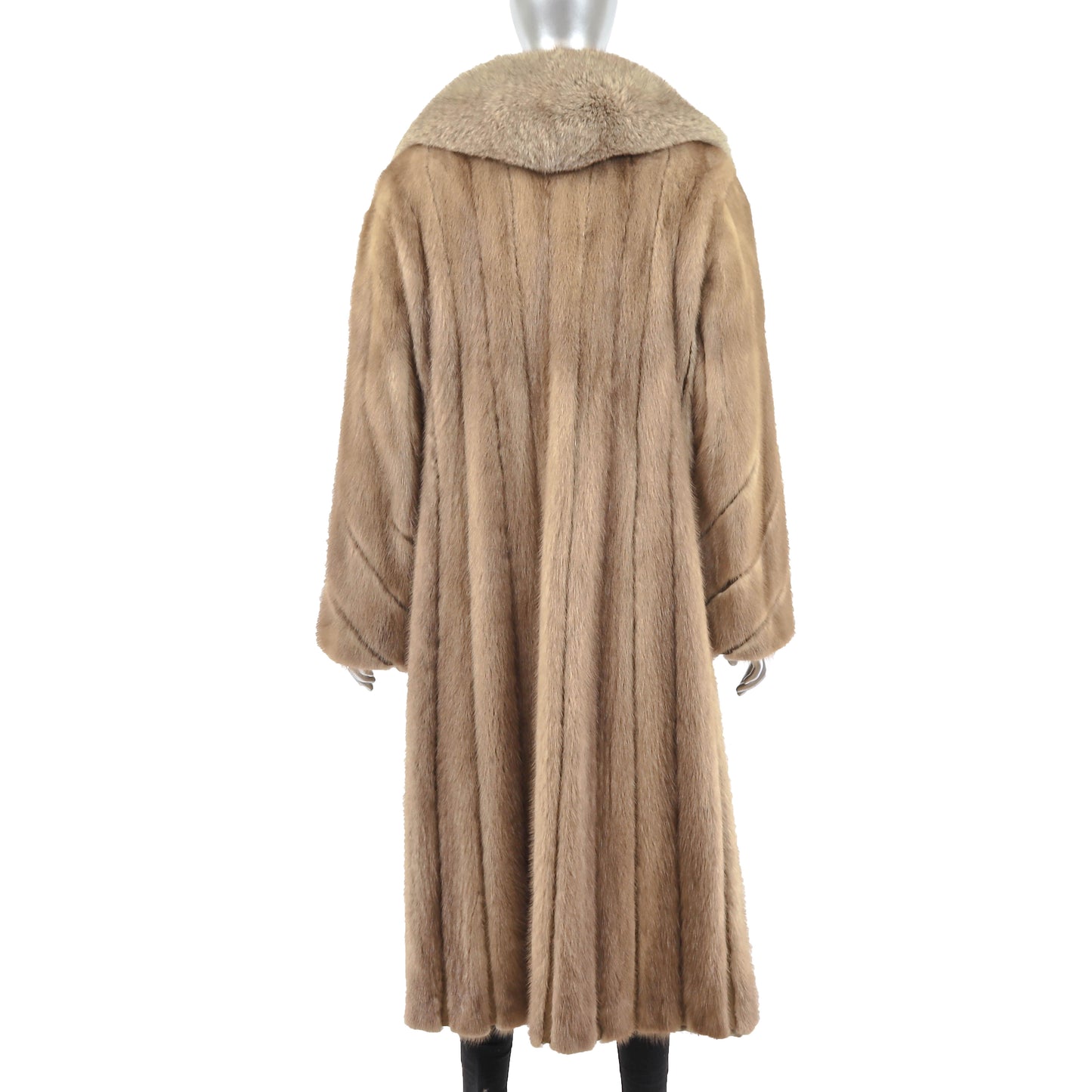 Pastel Mink Coat with Fox Collar- Size M