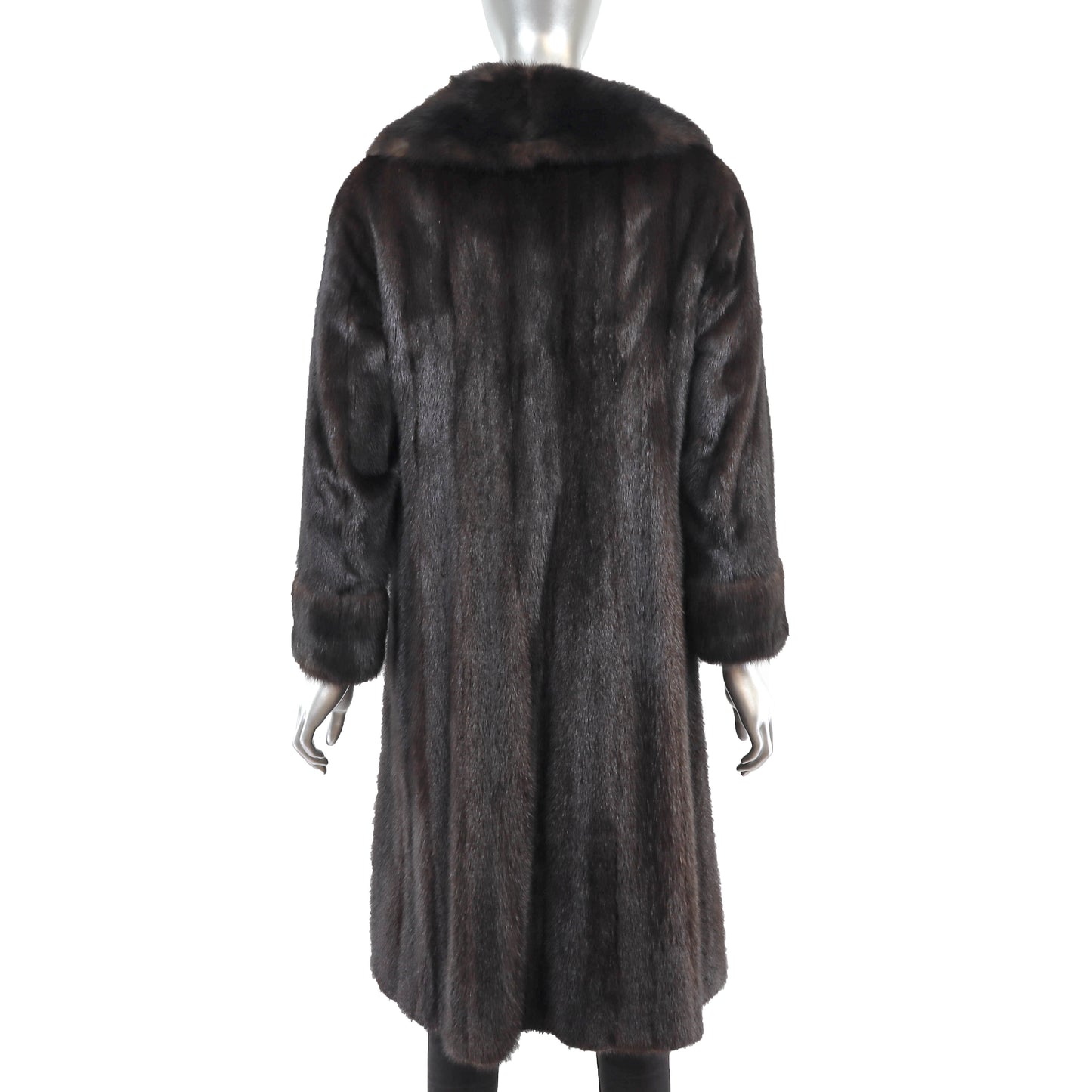 Mahogany Mink Coat with Sable Collar and Cuffs- Size S