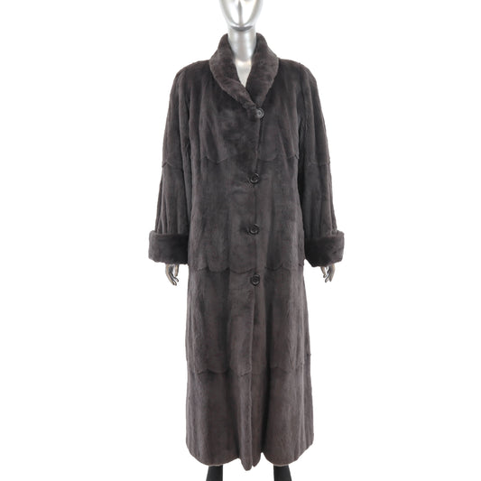 Grey Sheared Mink Coat Reversible to Taffeta- Size M