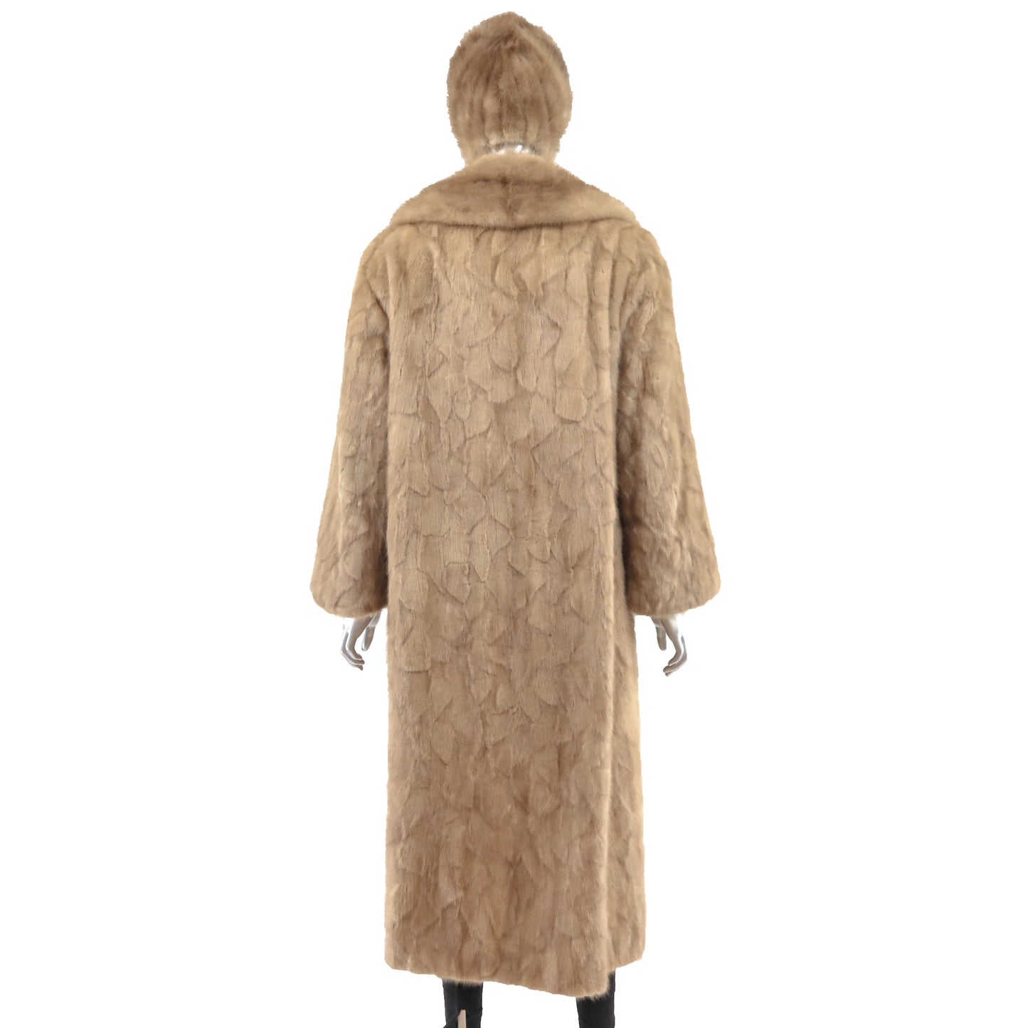 Light Brown Section Mink Coat with Matching Hat- Size M