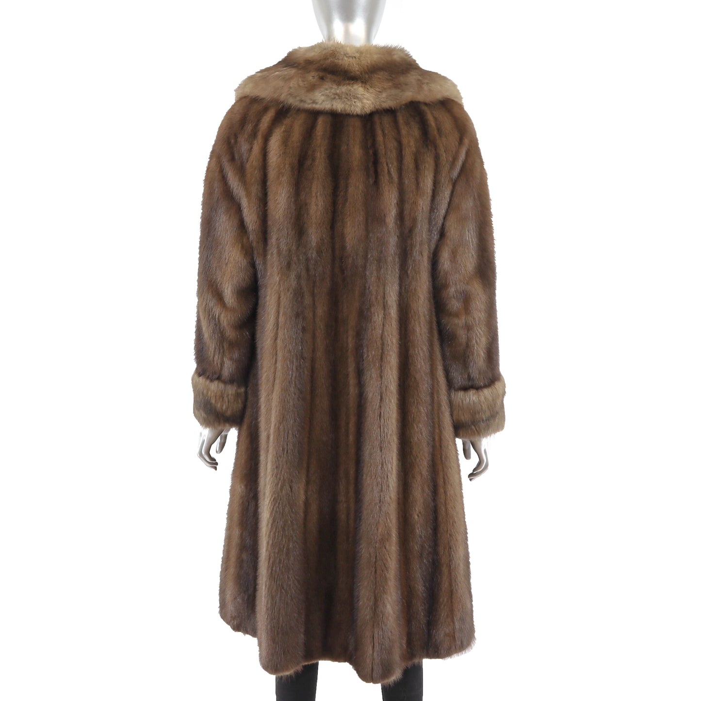 Brown Mink Coat with Sable Collar and Cuffs- Size S