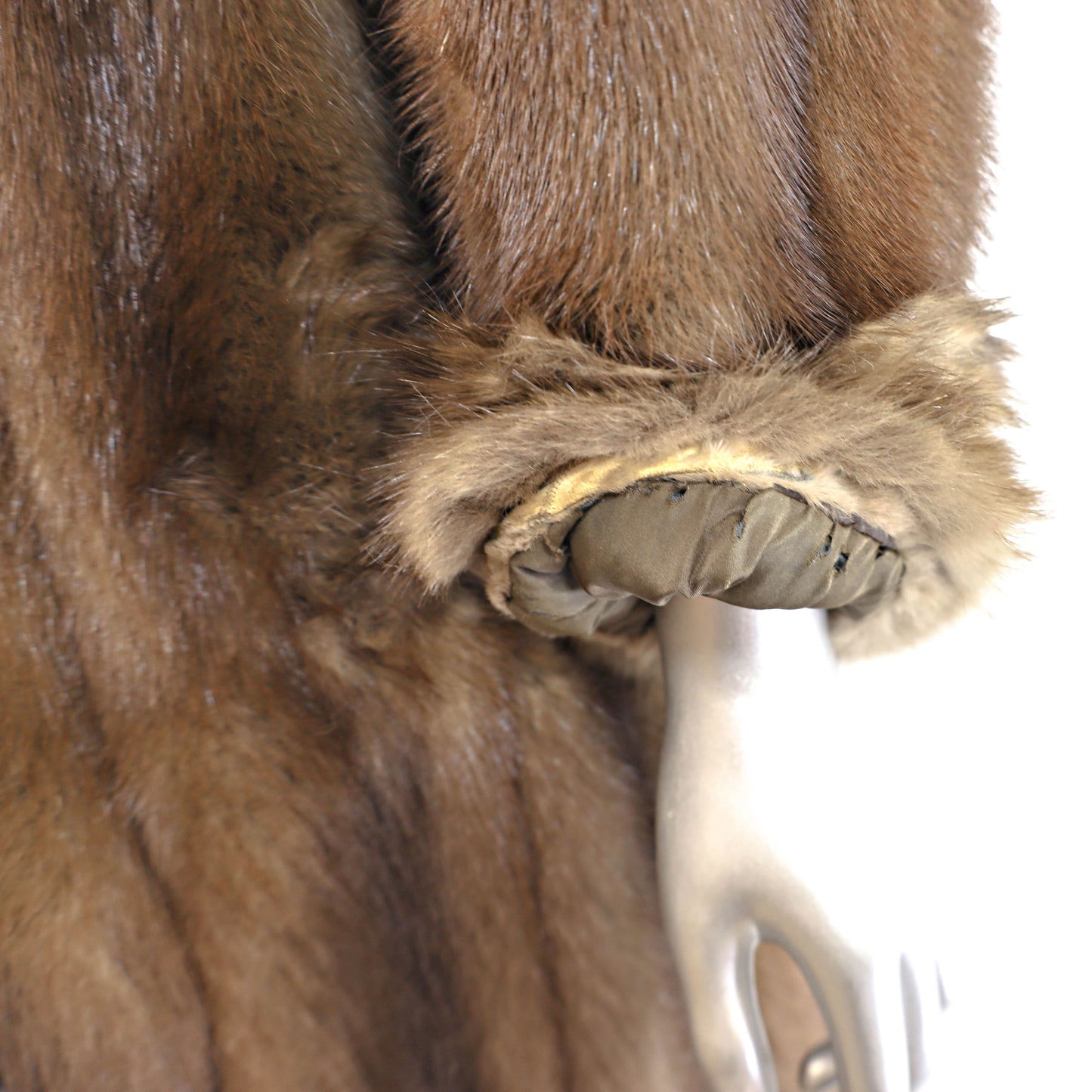 Brown Mink Coat with Sable Collar and Cuffs- Size S